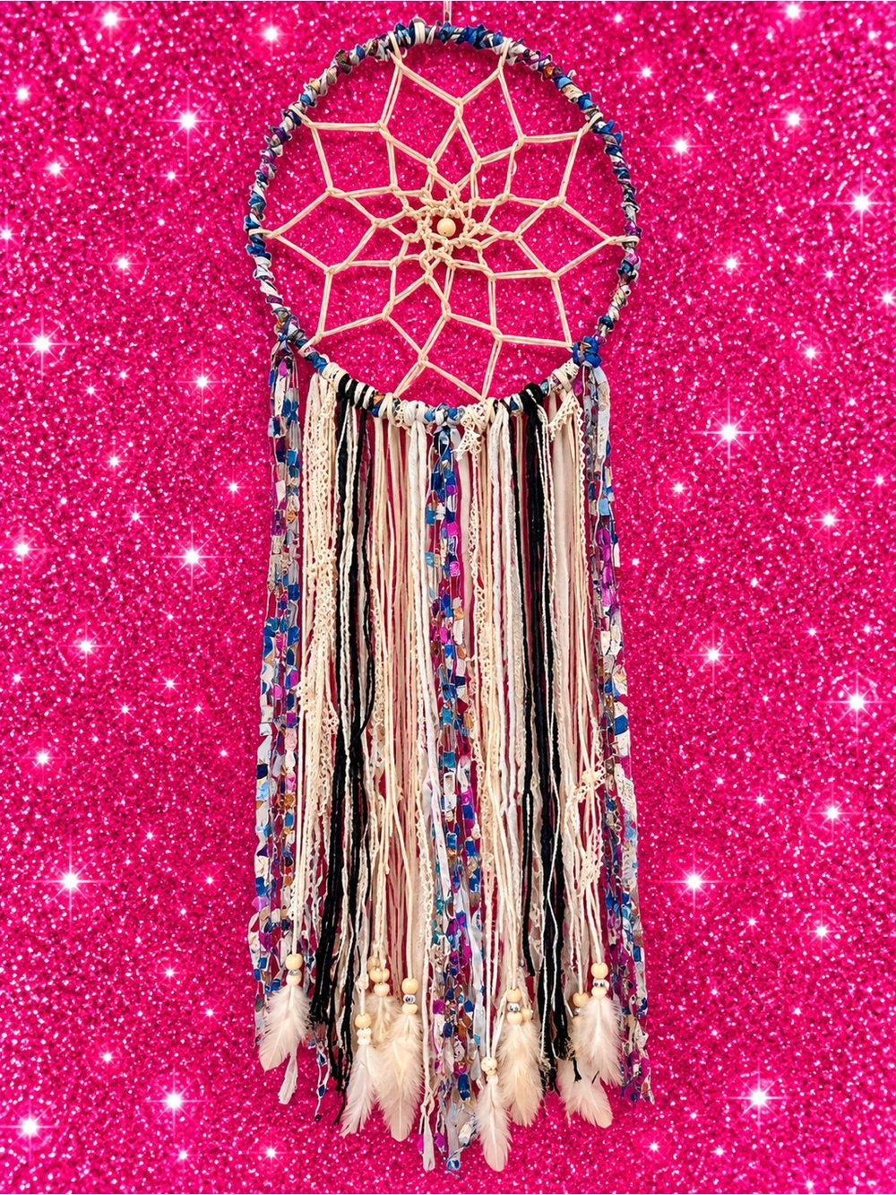 Handmade Cream and Multi-Color Dreamcatcher Wall Decor